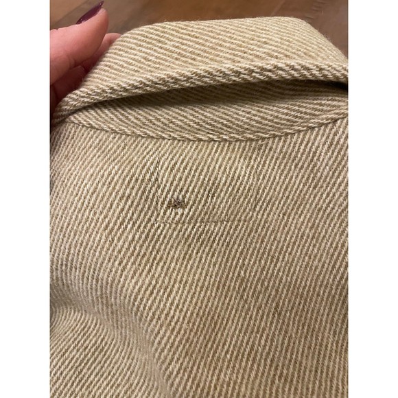 Woolrich Wool Shirt Jacket Thick Flannel Schacket Tan Beige Button Up Vintage L - Picture 8 of 11